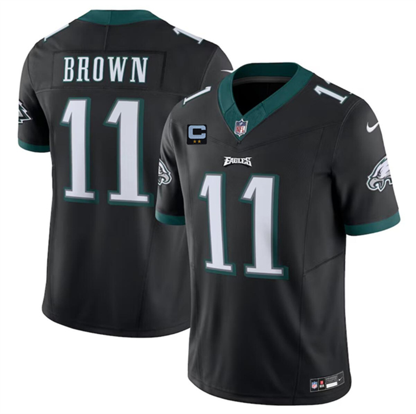 Men's Black Philadelphia Eagles #11 A. J. Brown F.U.S.E With 2-Star C Patch Vapor Untouchable Limited Stitched Football Jersey